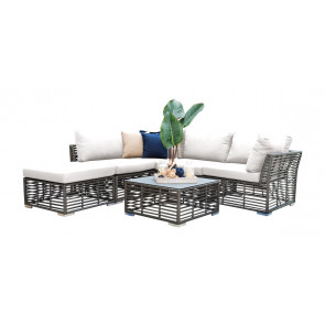 Graphite 6 PC Sectional Set w/off-white cushions