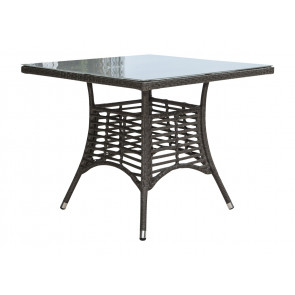 Graphite 36" Square Table w/grey tempered glass