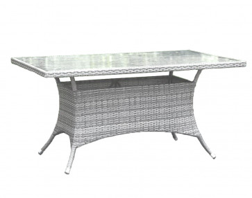 Santorini 36" x 60" Rectangular Dining Table KD w/whitewash tempered glass