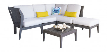 Poolside 6 PC Sectional Set w/off-white cushions
