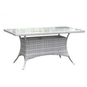 Santorini 36" x 60" Rectangular Dining Table KD w/whitewash tempered glass