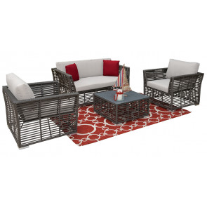 Graphite 4 PC Seating Set w/off-white cushions